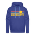 Premium Charlotte, North Carolina Hoodie - Retro Sun Premium Men's Charlotte Sweatshirt / Hoodie - royal blue