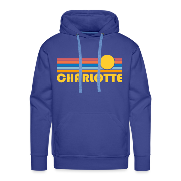 Premium Charlotte, North Carolina Hoodie - Retro Sun Premium Men's Charlotte Sweatshirt / Hoodie - royal blue