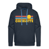 Premium Charlotte, North Carolina Hoodie - Retro Sun Premium Men's Charlotte Sweatshirt / Hoodie - navy