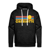 Premium Charlotte, North Carolina Hoodie - Retro Sun Premium Men's Charlotte Sweatshirt / Hoodie - charcoal grey