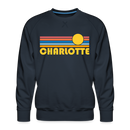 Premium Charlotte, North Carolina Sweatshirt - Retro Sun Premium Men's Charlotte Sweatshirt - navy