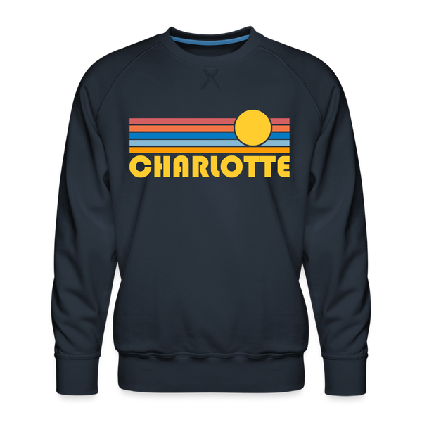 Premium Charlotte, North Carolina Sweatshirt - Retro Sun Premium Men's Charlotte Sweatshirt - navy