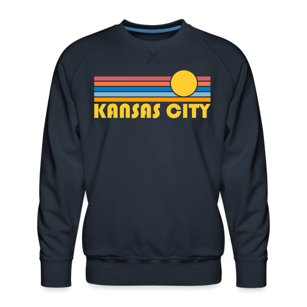 Premium Kansas City, Missouri Sweatshirt - Retro Sun Premium Men's Kansas City Sweatshirt - navy