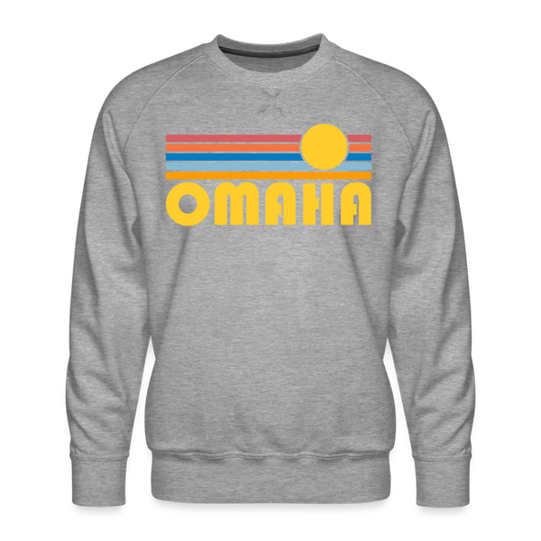 Premium Omaha, Nebraska Sweatshirt - Retro Sun Premium Men's Omaha Sweatshirt - heather grey