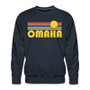 Premium Omaha, Nebraska Sweatshirt - Retro Sun Premium Men's Omaha Sweatshirt - navy
