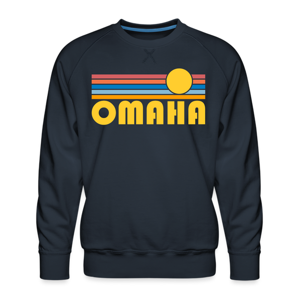 Premium Omaha, Nebraska Sweatshirt - Retro Sun Premium Men's Omaha Sweatshirt - navy