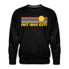 Premium Salt Lake City, Utah Sweatshirt - Retro Sun Premium Men's Salt Lake City Sweatshirt - black