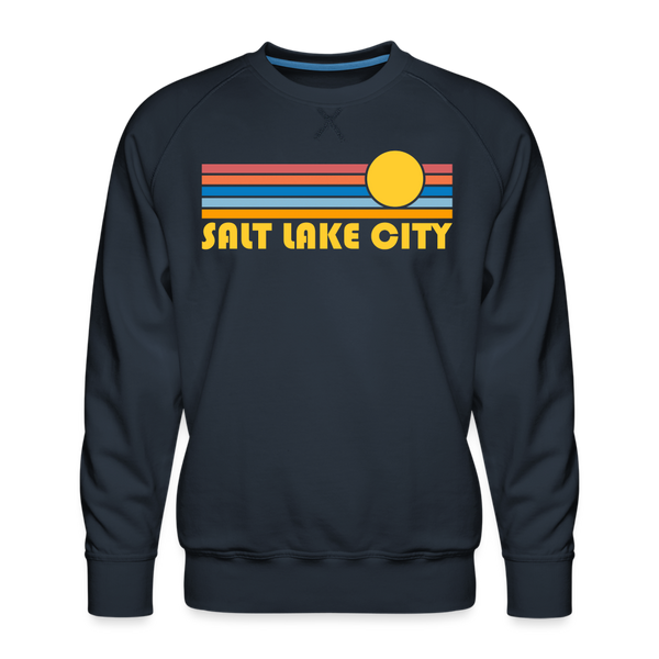 Premium Salt Lake City, Utah Sweatshirt - Retro Sun Premium Men's Salt Lake City Sweatshirt - navy
