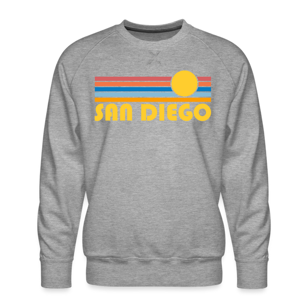 Premium San Diego, California Sweatshirt - Retro Sun Premium Men's San Diego Sweatshirt - heather grey