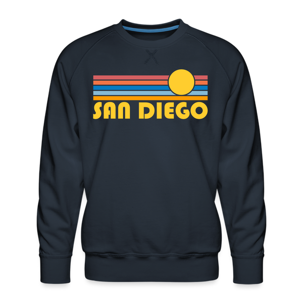 Premium San Diego, California Sweatshirt - Retro Sun Premium Men's San Diego Sweatshirt - navy