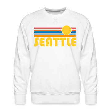 Premium Seattle, Washington Sweatshirt - Retro Sun Premium Men's Seattle Sweatshirt - white