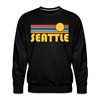 Premium Seattle, Washington Sweatshirt - Retro Sun Premium Men's Seattle Sweatshirt - black