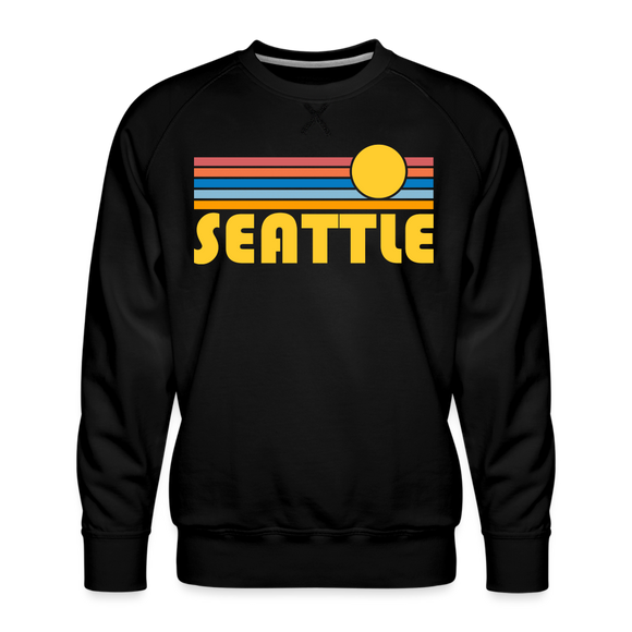 Premium Seattle, Washington Sweatshirt - Retro Sun Premium Men's Seattle Sweatshirt - black