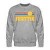 Premium Seattle, Washington Sweatshirt - Retro Sun Premium Men's Seattle Sweatshirt - heather grey