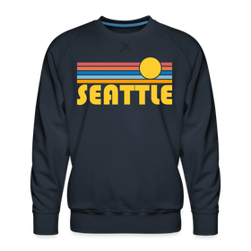Premium Seattle, Washington Sweatshirt - Retro Sun Premium Men's Seattle Sweatshirt - navy