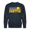 Premium Seattle, Washington Sweatshirt - Retro Sun Premium Men's Seattle Sweatshirt - navy