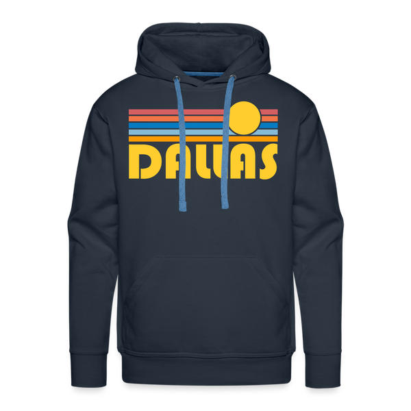 Premium Dallas, Texas Hoodie - Retro Sun Premium Men's Dallas Sweatshirt / Hoodie - navy