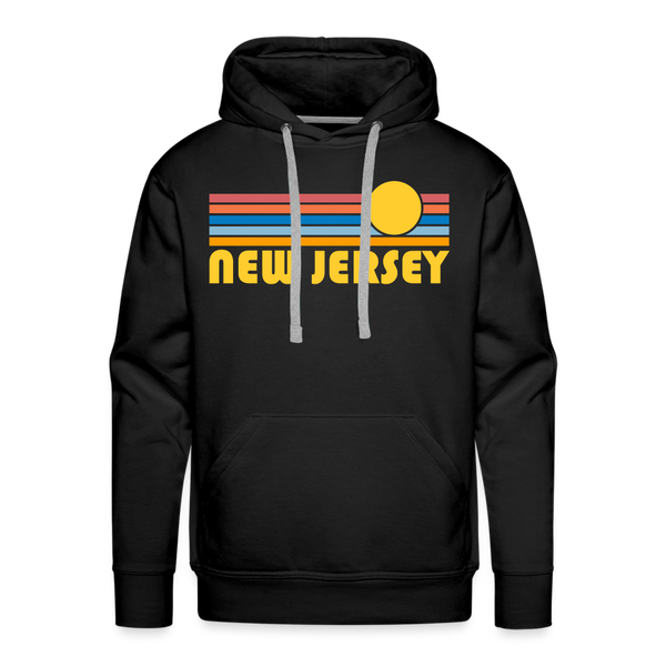 Premium New Jersey Hoodie - Retro Sun Premium Men's New Jersey Sweatshirt / Hoodie - black