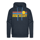 Premium New Jersey Hoodie - Retro Sun Premium Men's New Jersey Sweatshirt / Hoodie - navy