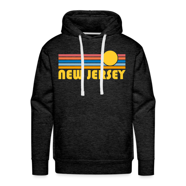 Premium New Jersey Hoodie - Retro Sun Premium Men's New Jersey Sweatshirt / Hoodie - charcoal grey