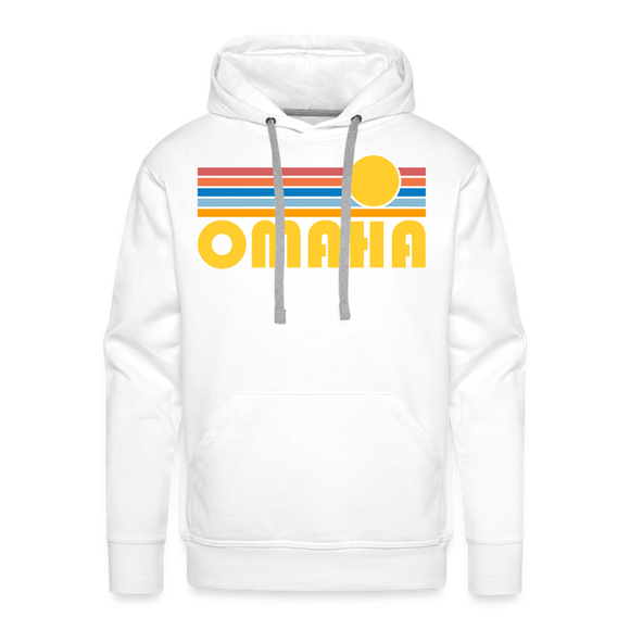 Premium Omaha, Nebraska Hoodie - Retro Sun Premium Men's Omaha Sweatshirt / Hoodie - white