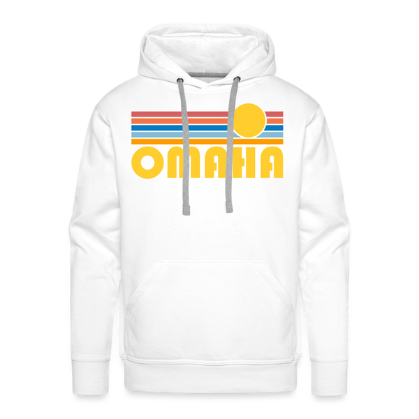 Premium Omaha, Nebraska Hoodie - Retro Sun Premium Men's Omaha Sweatshirt / Hoodie - white