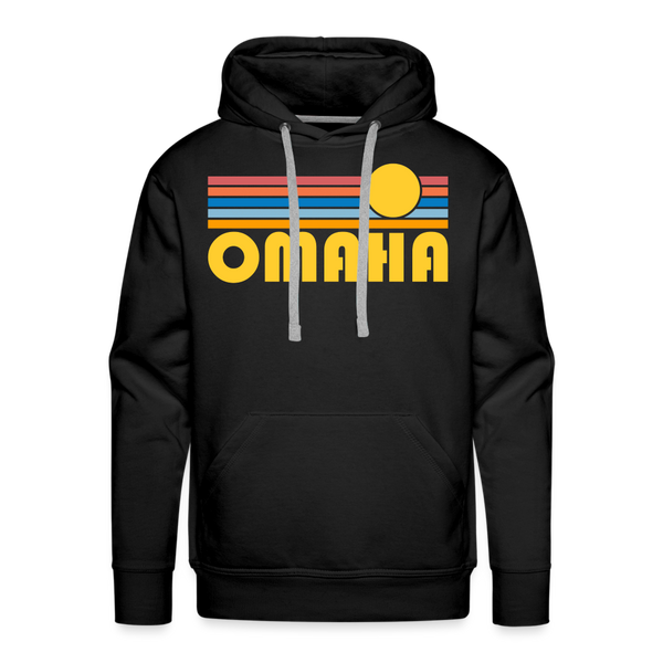 Premium Omaha, Nebraska Hoodie - Retro Sun Premium Men's Omaha Sweatshirt / Hoodie - black