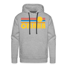 Premium Omaha, Nebraska Hoodie - Retro Sun Premium Men's Omaha Sweatshirt / Hoodie - heather grey