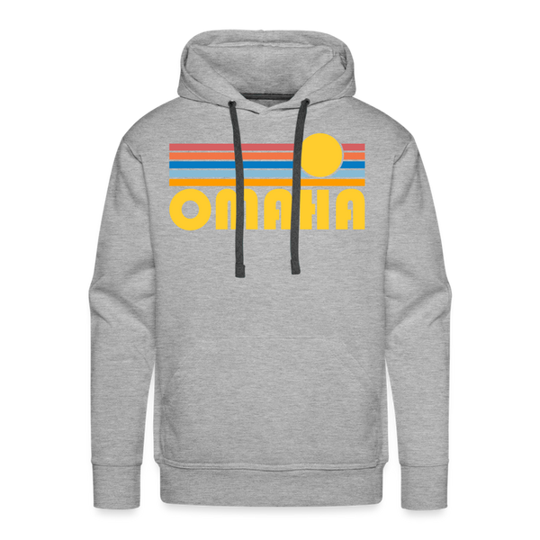 Premium Omaha, Nebraska Hoodie - Retro Sun Premium Men's Omaha Sweatshirt / Hoodie - heather grey