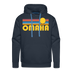 Premium Omaha, Nebraska Hoodie - Retro Sun Premium Men's Omaha Sweatshirt / Hoodie - navy