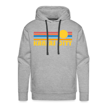 Premium Kansas City, Missouri Hoodie - Retro Sun Premium Men's Kansas City Sweatshirt / Hoodie - heather grey