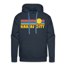 Premium Kansas City, Missouri Hoodie - Retro Sun Premium Men's Kansas City Sweatshirt / Hoodie - navy
