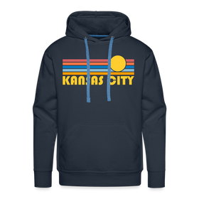 Premium Kansas City, Missouri Hoodie - Retro Sun Premium Men's Kansas City Sweatshirt / Hoodie - navy