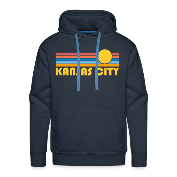 Premium Kansas City, Missouri Hoodie - Retro Sun Premium Men's Kansas City Sweatshirt / Hoodie - navy