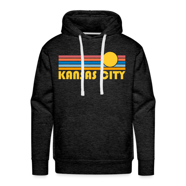 Premium Kansas City, Missouri Hoodie - Retro Sun Premium Men's Kansas City Sweatshirt / Hoodie - charcoal grey