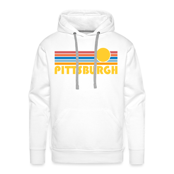 Premium Pittsburgh, Pennsylvania Hoodie - Retro Sun Premium Men's Pittsburgh Sweatshirt / Hoodie - white