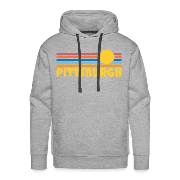 Premium Pittsburgh, Pennsylvania Hoodie - Retro Sun Premium Men's Pittsburgh Sweatshirt / Hoodie - heather grey