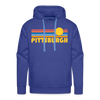 Premium Pittsburgh, Pennsylvania Hoodie - Retro Sun Premium Men's Pittsburgh Sweatshirt / Hoodie - royal blue
