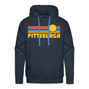 Premium Pittsburgh, Pennsylvania Hoodie - Retro Sun Premium Men's Pittsburgh Sweatshirt / Hoodie - navy