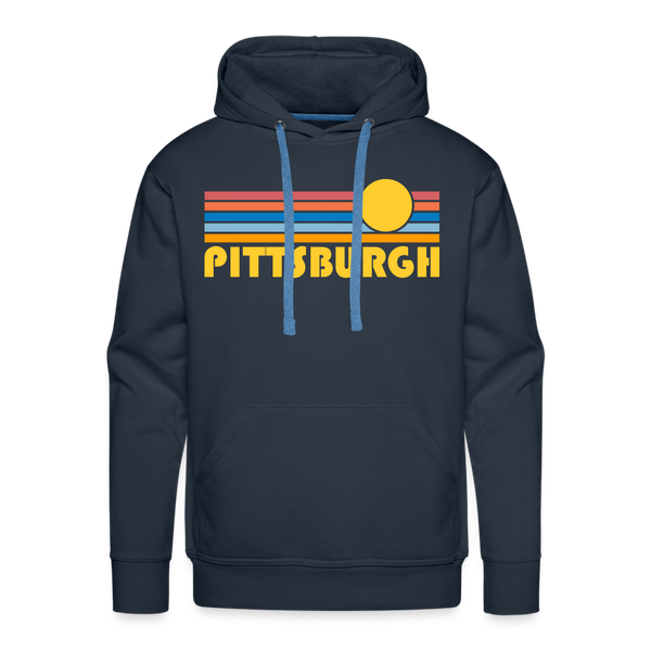 Premium Pittsburgh, Pennsylvania Hoodie - Retro Sun Premium Men's Pittsburgh Sweatshirt / Hoodie - navy