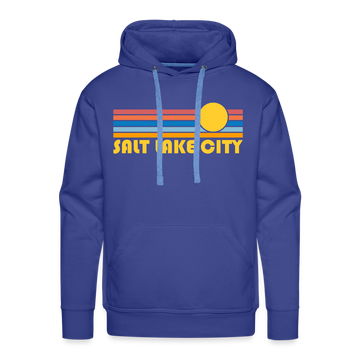 Premium Salt Lake City, Utah Hoodie - Retro Sun Premium Men's Salt Lake City Sweatshirt / Hoodie - royal blue