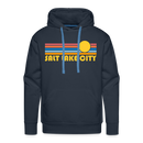 Premium Salt Lake City, Utah Hoodie - Retro Sun Premium Men's Salt Lake City Sweatshirt / Hoodie - navy