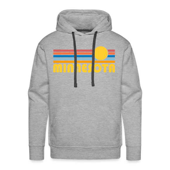 Premium Minnesota Hoodie - Retro Sun Premium Men's Minnesota Sweatshirt / Hoodie - heather grey