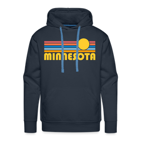 Premium Minnesota Hoodie - Retro Sun Premium Men's Minnesota Sweatshirt / Hoodie - navy