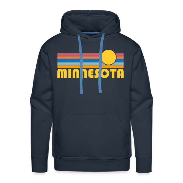 Premium Minnesota Hoodie - Retro Sun Premium Men's Minnesota Sweatshirt / Hoodie - navy