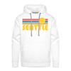 Premium Seattle, Washington Hoodie - Retro Sun Premium Men's Seattle Sweatshirt / Hoodie - white