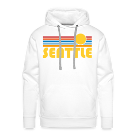 Premium Seattle, Washington Hoodie - Retro Sun Premium Men's Seattle Sweatshirt / Hoodie - white