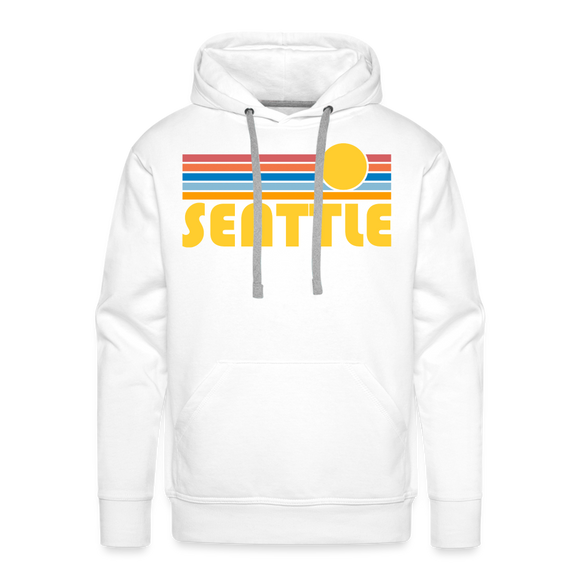 Premium Seattle, Washington Hoodie - Retro Sun Premium Men's Seattle Sweatshirt / Hoodie - white