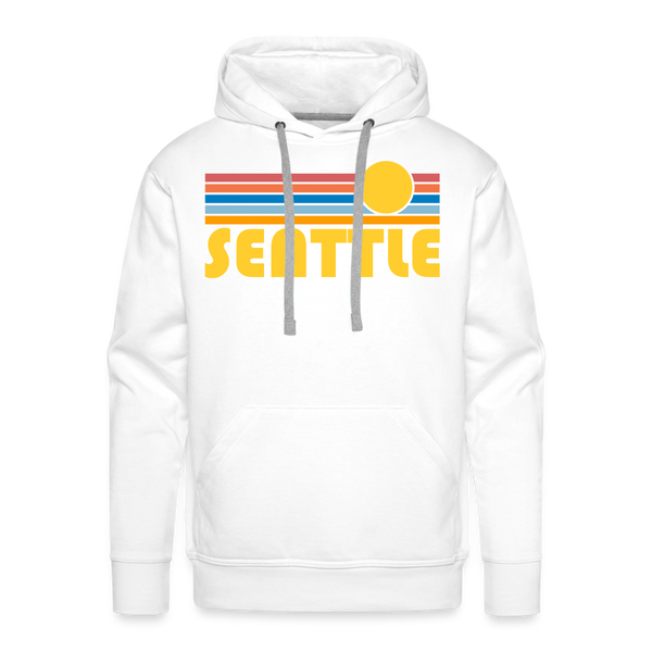 Premium Seattle, Washington Hoodie - Retro Sun Premium Men's Seattle Sweatshirt / Hoodie - white