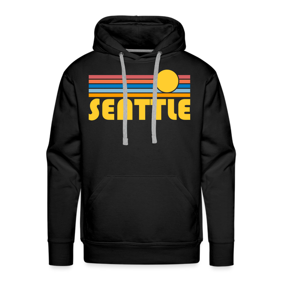 Premium Seattle, Washington Hoodie - Retro Sun Premium Men's Seattle Sweatshirt / Hoodie - black